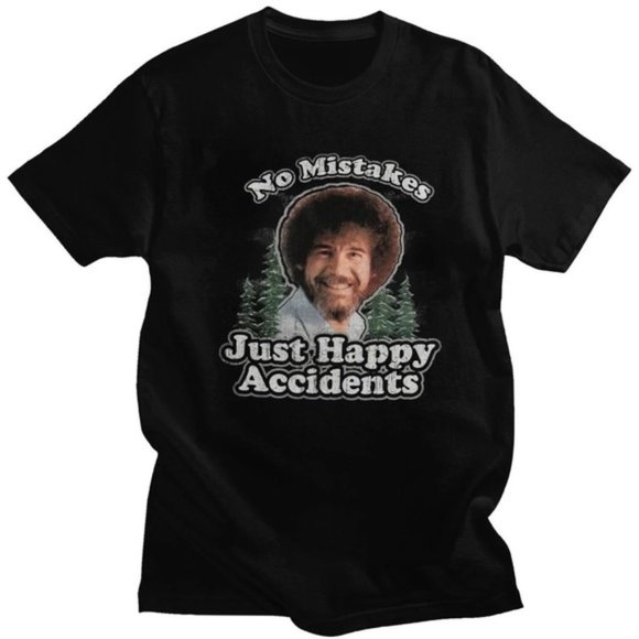 Bob Ross | "No Mistakes, Just Happy Accidents" Short Sleeve Tee | Size Medium - Picture 2 of 8